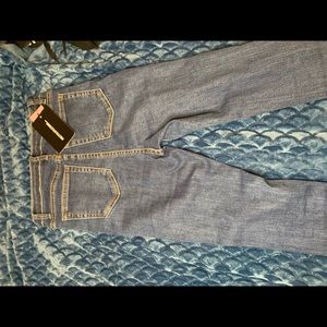 Plt mid blue wash distressed hem